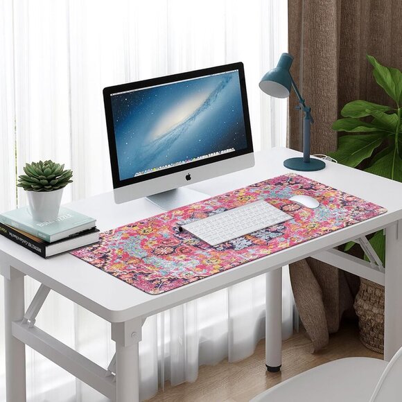 Large Boho Desk Mouse Pad Mat,Computer Desk Cover Mat with Smooth Lycra Surface, - Picture 2 of 7